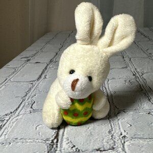 Mini Plush Easter Bunny Holding Easter Egg 4 Inches With Hanging Loop